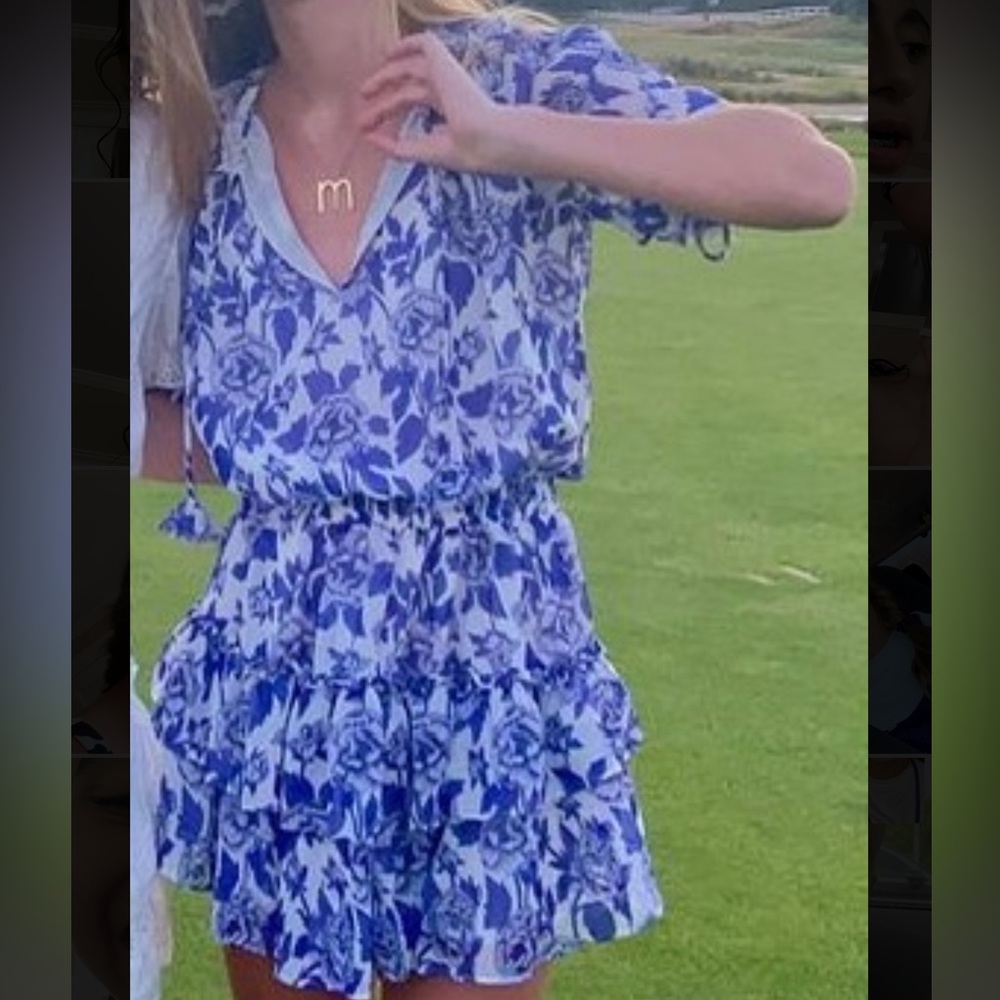 Mixology were all pretty girls blue floral mini dress with ruffles size small